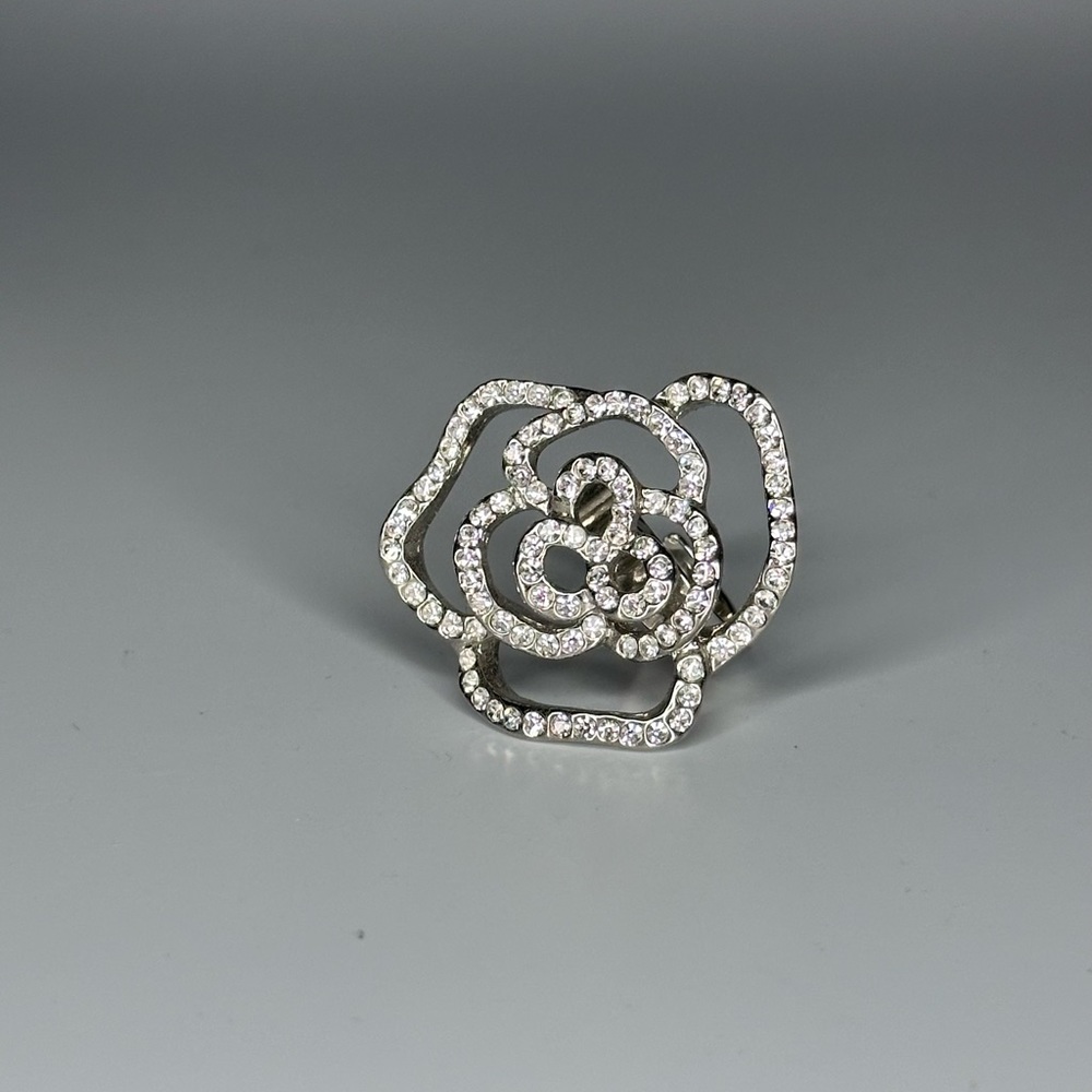 Silver-colored Rose Ring Size 7